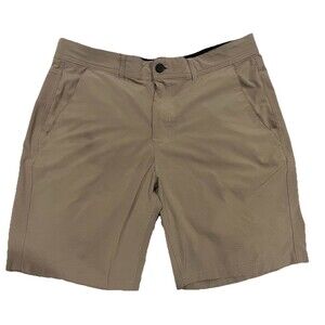 George Men's Flat Front Performance Shorts 9" Khaki Beige Sz 38 Golf Tennis EUC